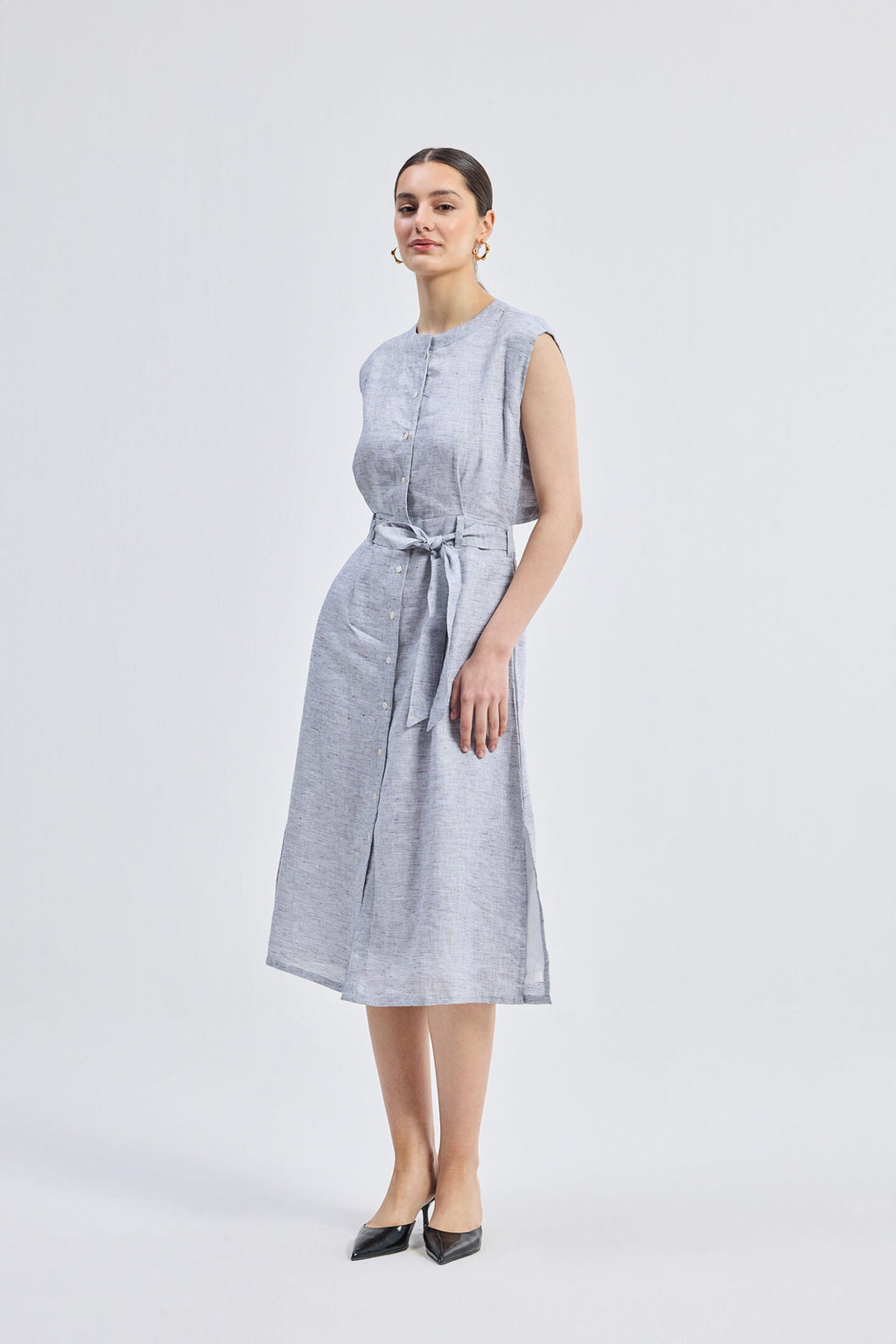 Back Cut-Out Linen Dress