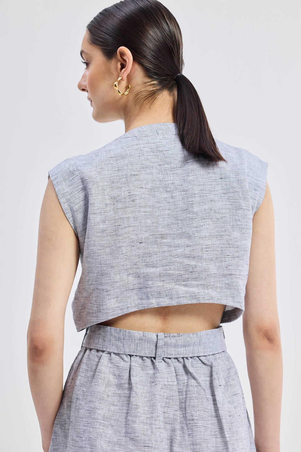 Back Cut-Out Linen Dress