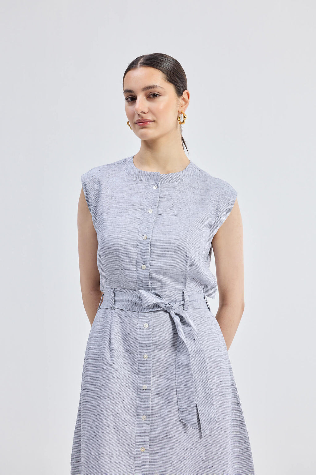 Back Cut-Out Linen Dress