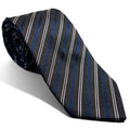 Brown & Navy Blue Striped Silk Jacquard Tie