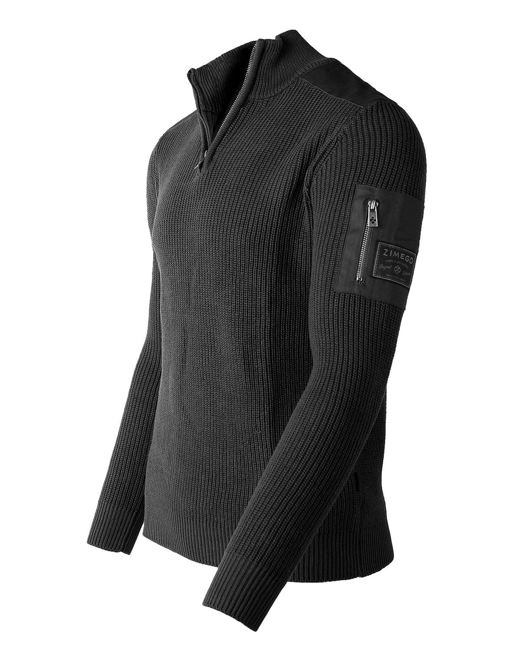 Mens Long Sleeve Pullover Quarter Zip Mock Neck Polo Sweater