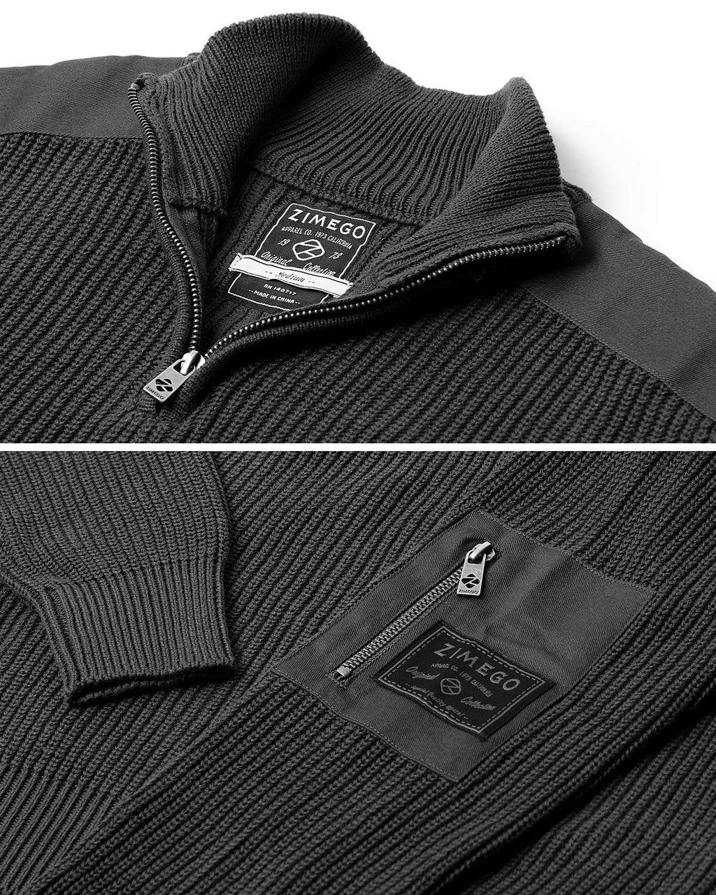 Mens Long Sleeve Pullover Quarter Zip Mock Neck Polo Sweater