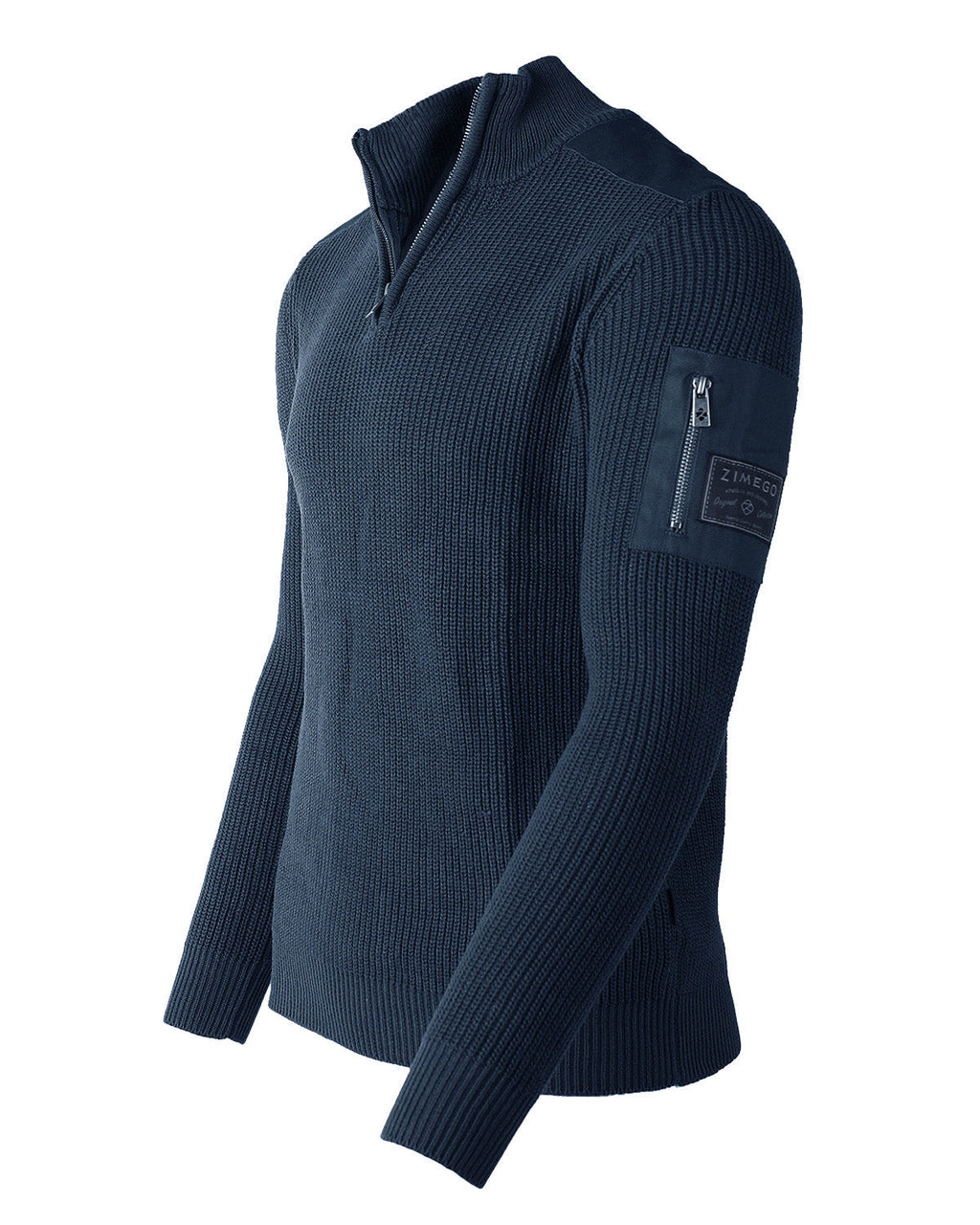Mens Long Sleeve Pullover Quarter Zip Mock Neck Polo Sweater with Pocket