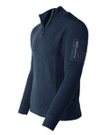Mens Long Sleeve Pullover Quarter Zip Mock Neck Polo Sweater with Pocket