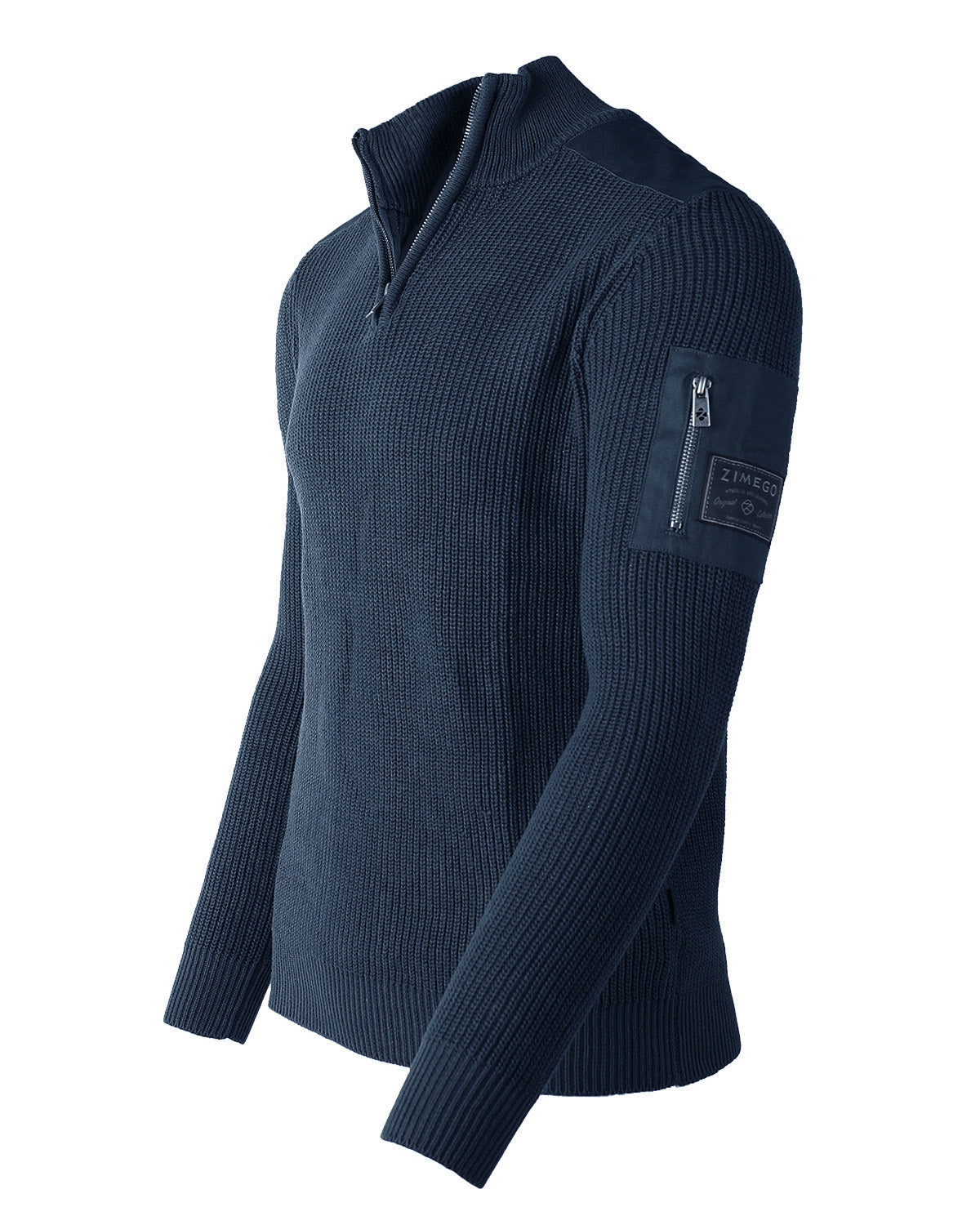 Mens Long Sleeve Pullover Quarter Zip Mock Neck Polo Sweater with Pocket