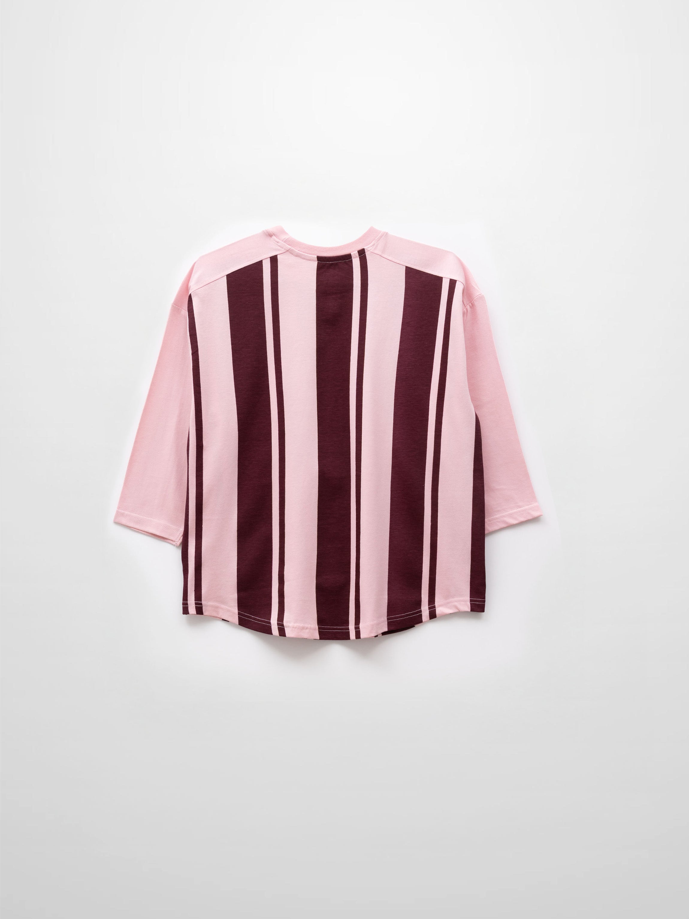 Mix Stripe Boxy Tee-Pink/Burgundy-2
