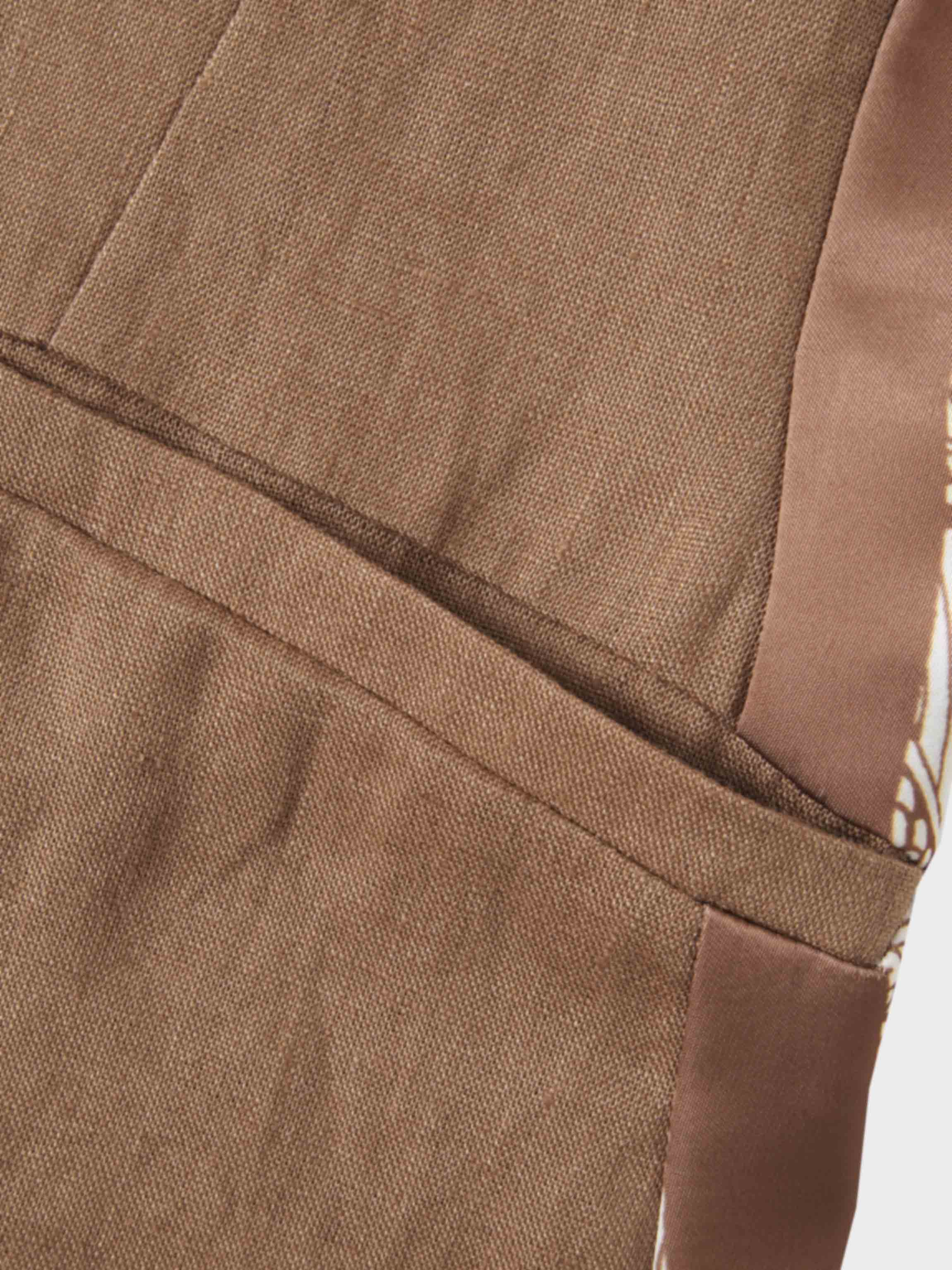 Silky Back Printed Blazer-Brown/Cream-4