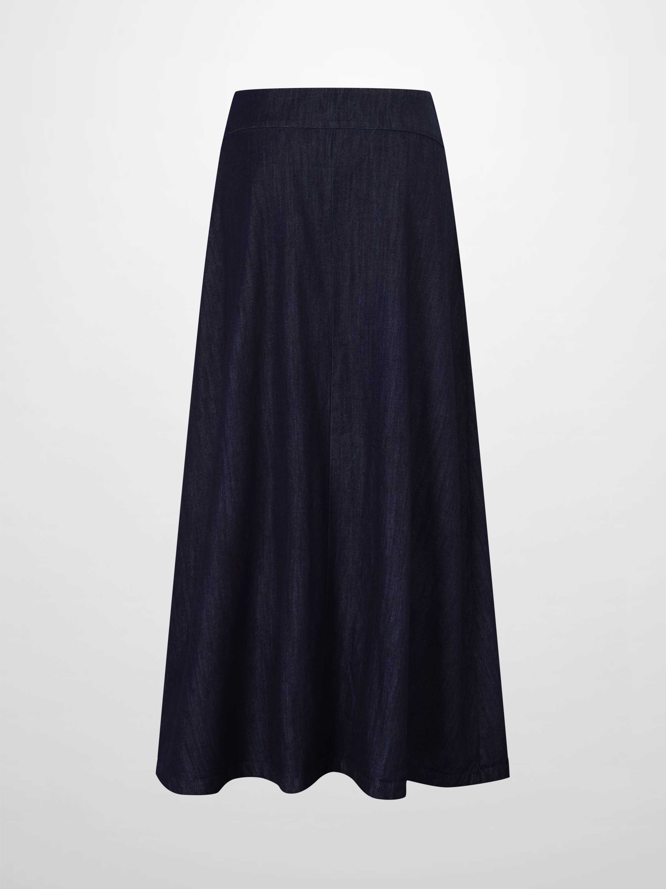 Inverted Yoke Pleat Skirt-Dark Blue-3