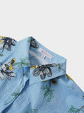Yoke Gathered Belted Shirtdress-Yellow Pop Flower