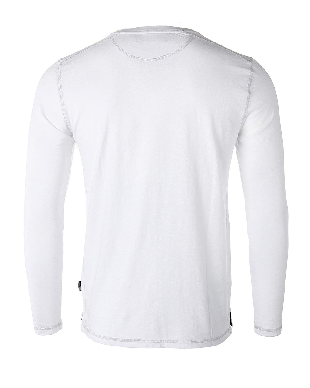 Mens Long Sleeve V-Neck Henley Oil Wash Contrast Seam Vintage Shirt - Silver Grey