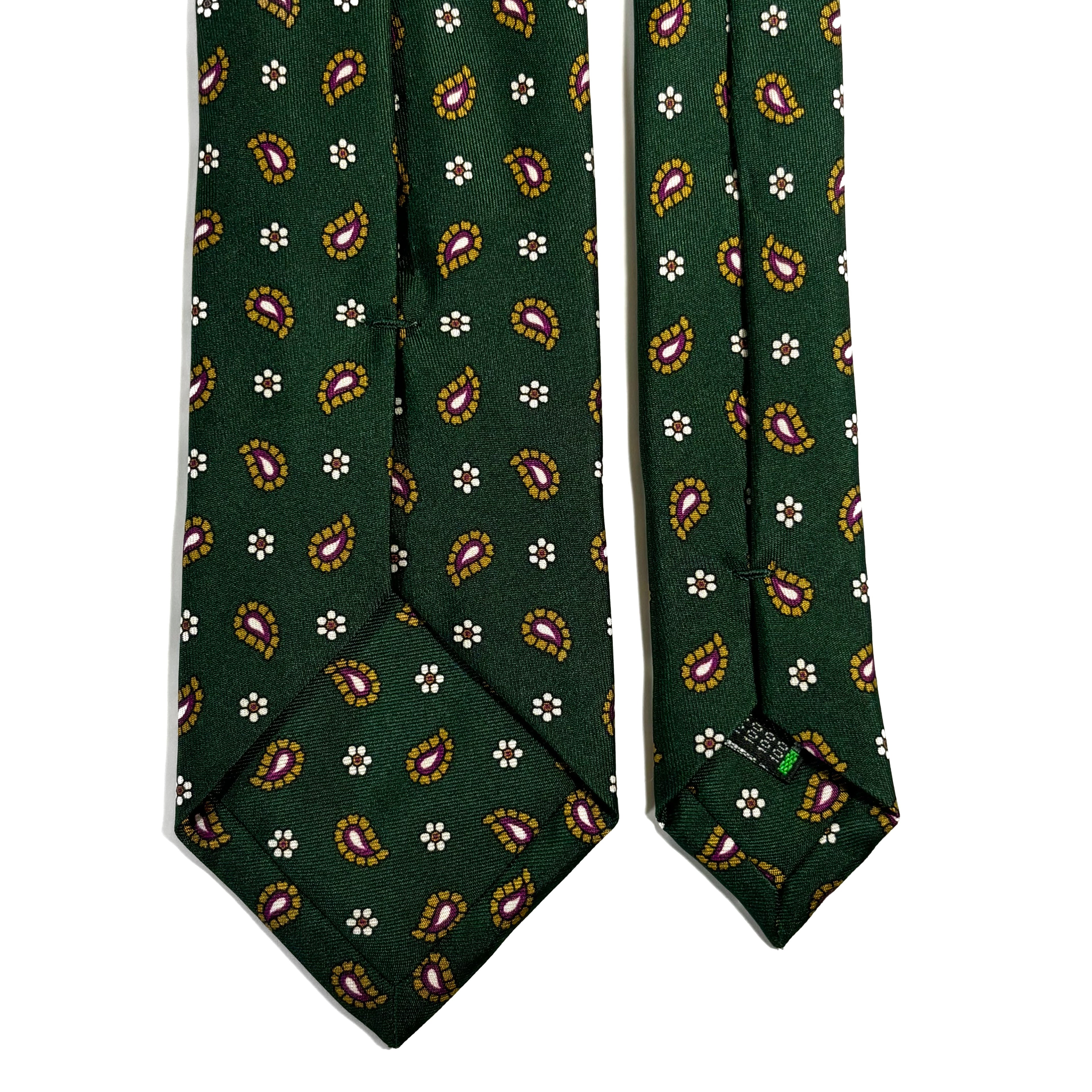 Green Floral Printed 24oz Silk Twill Tie