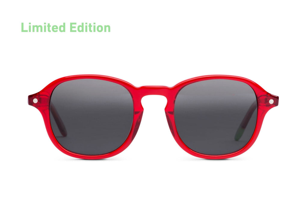 Wood-Frame Sunglasses — Poppy Red