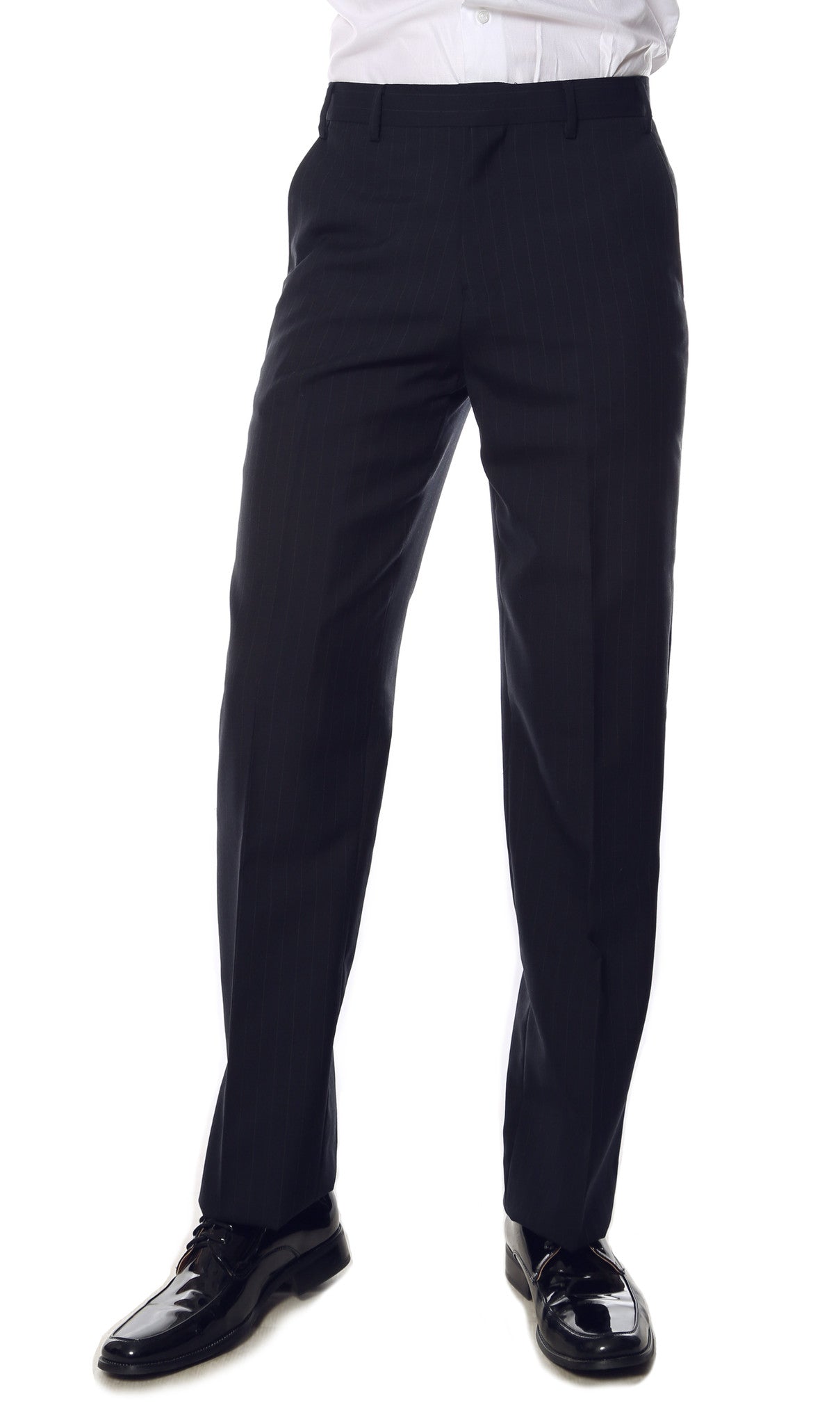 Navy Pinstripe Mens Regular Fit Uniform Dress Pants-0