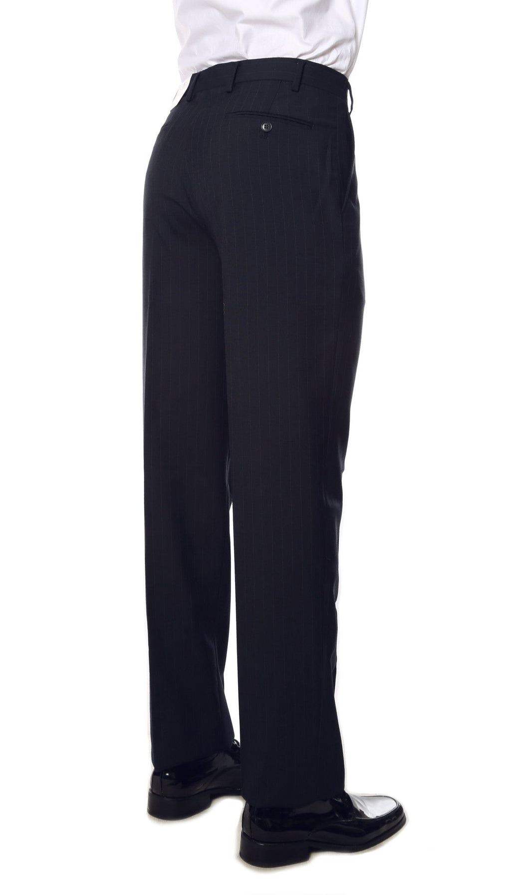 Navy Pinstripe Mens Regular Fit Uniform Dress Pants-1
