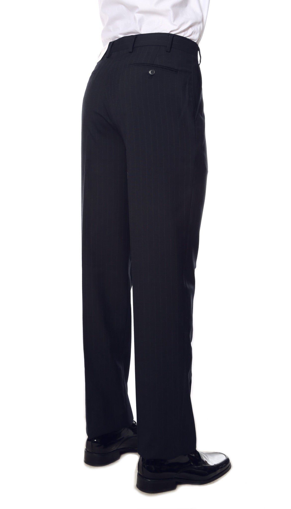 Navy Pinstripe Mens Regular Fit Uniform Dress Pants-1