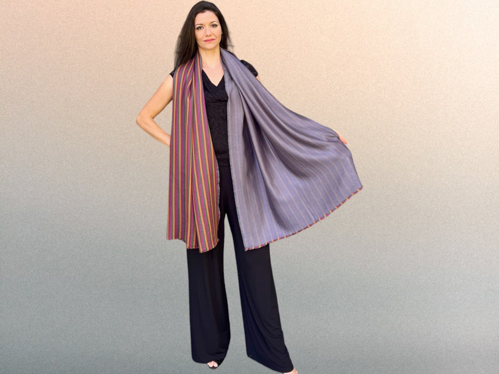 Rainbow Wool & Silk Striped Scarf