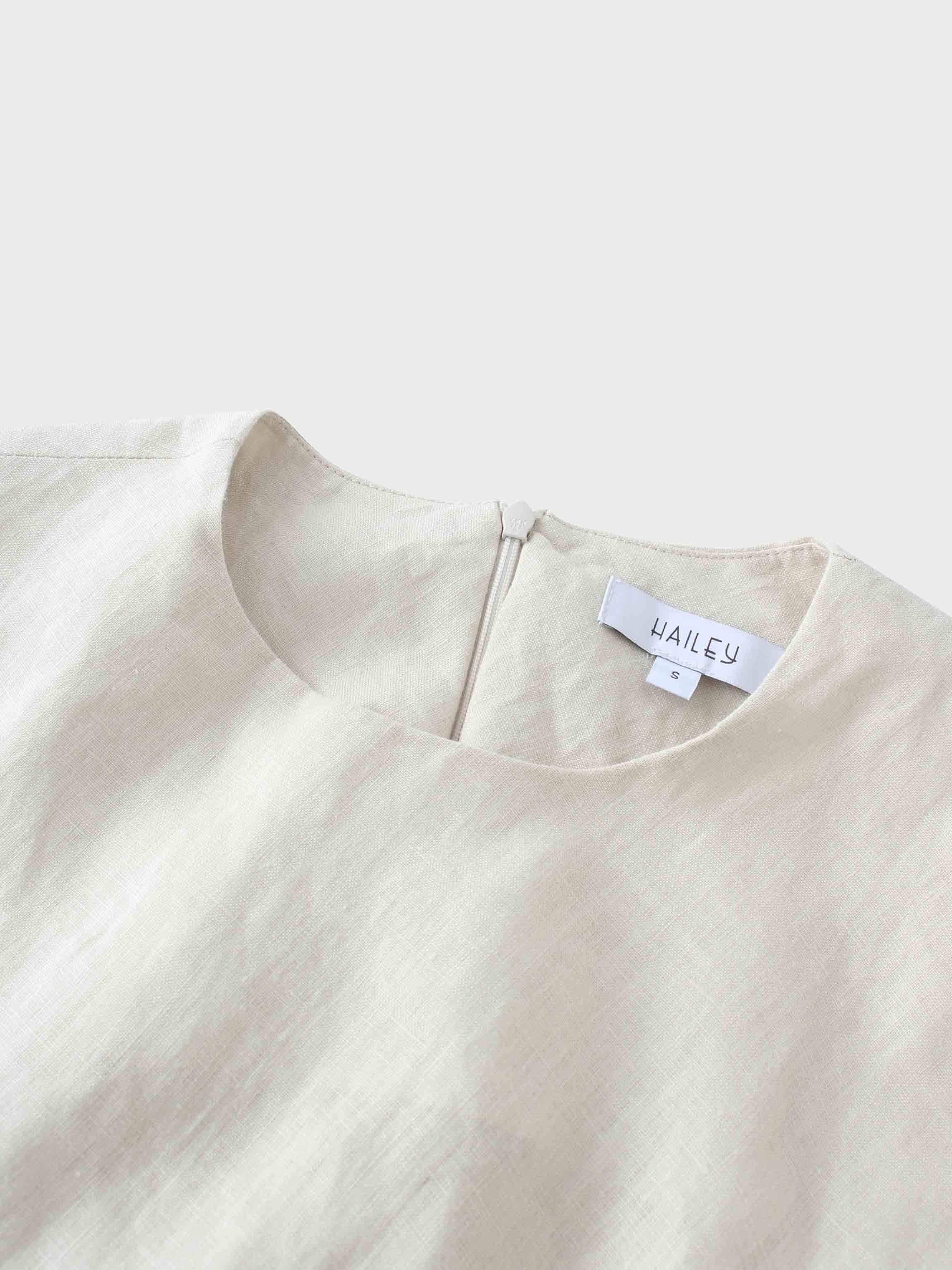 Linen A-Line Slip Dress-Ecru-3