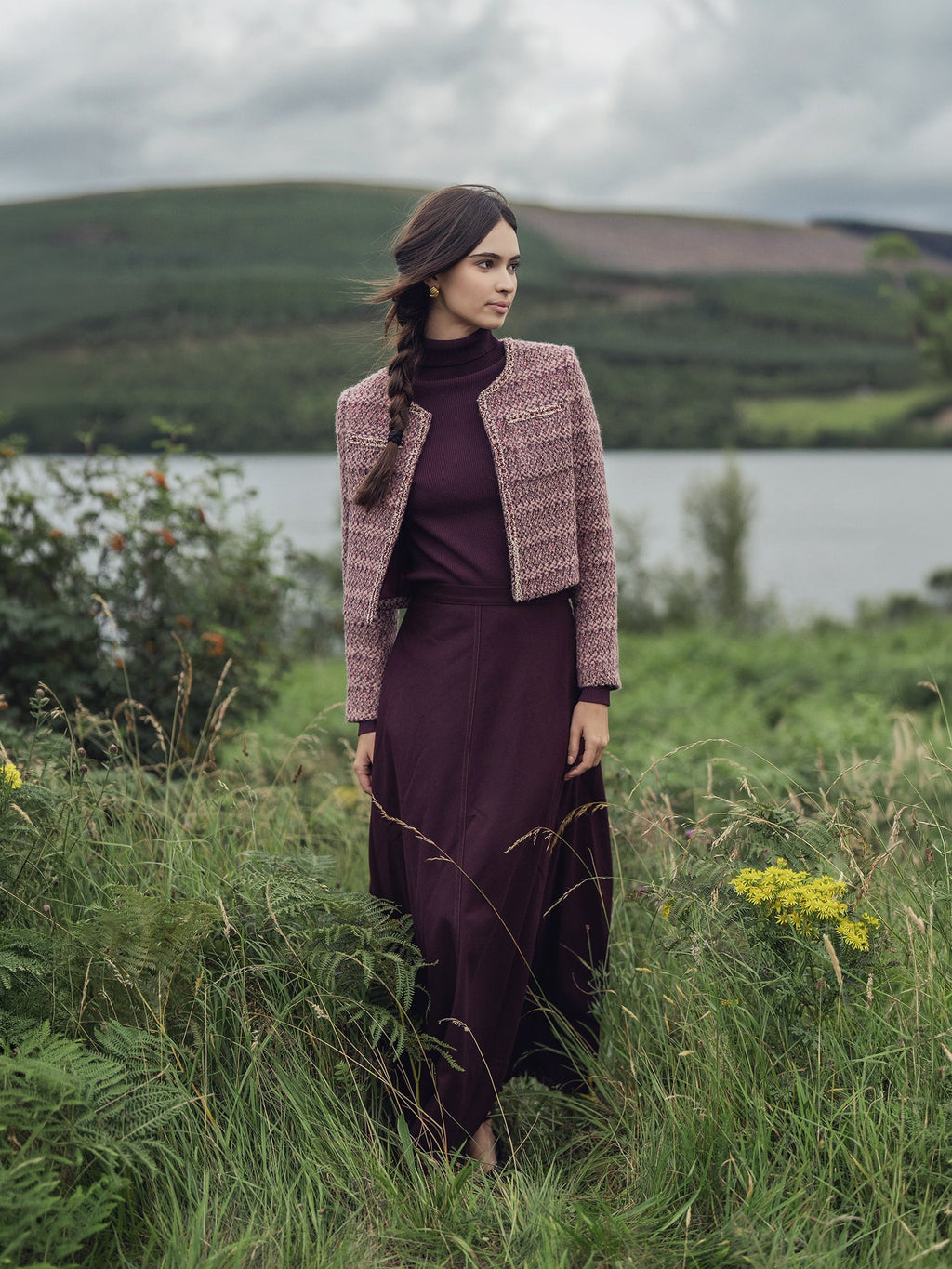 Knit Ribbed Turtleneck-Eggplant