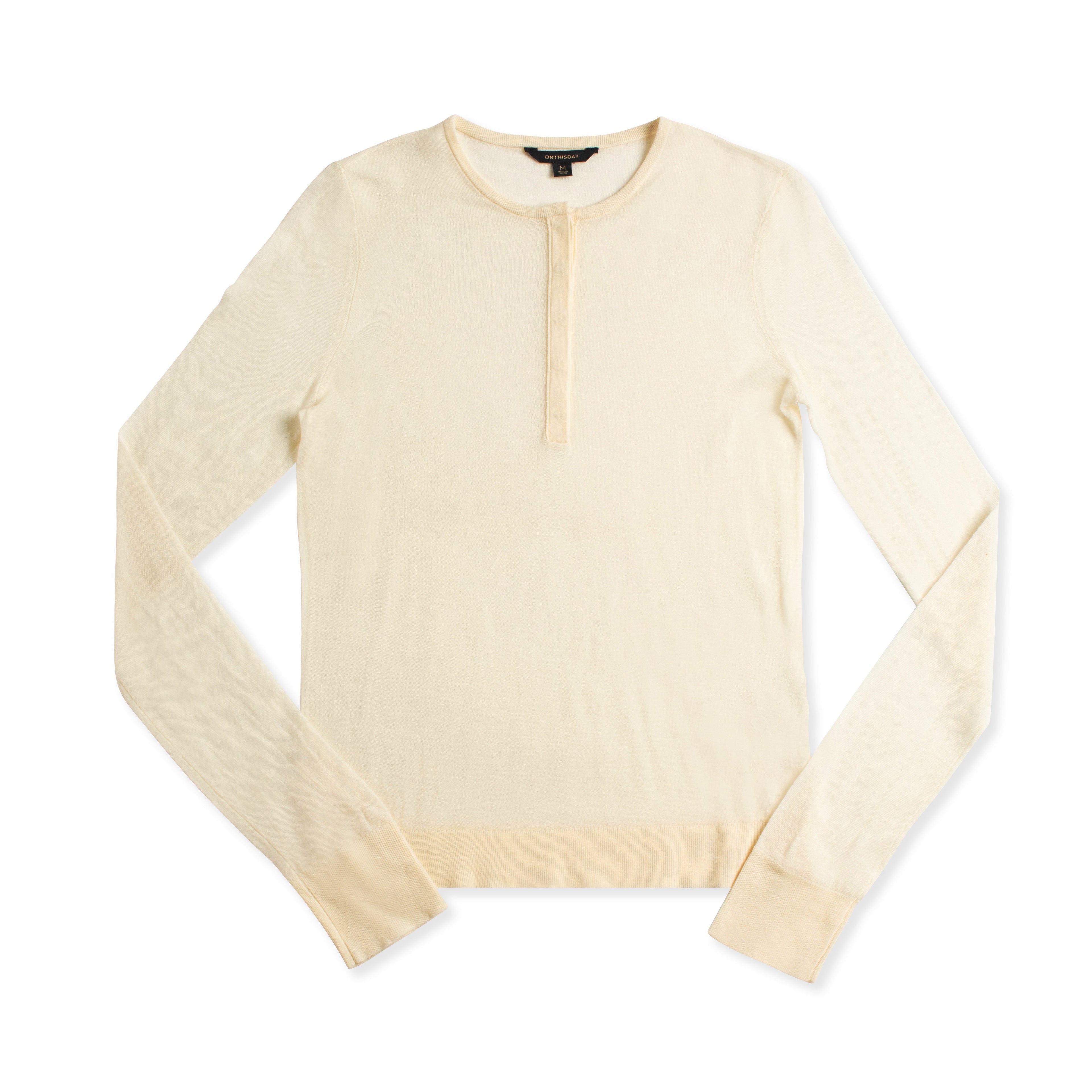 Superfine Wool Henley Sweater (Ivory)-0