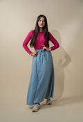 Basic High V Tee Long Sleeve-Hot Pink