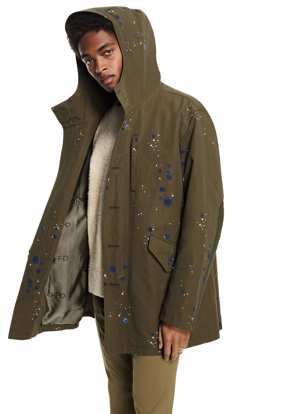 Paint-Splattered Linen-Blend Parka