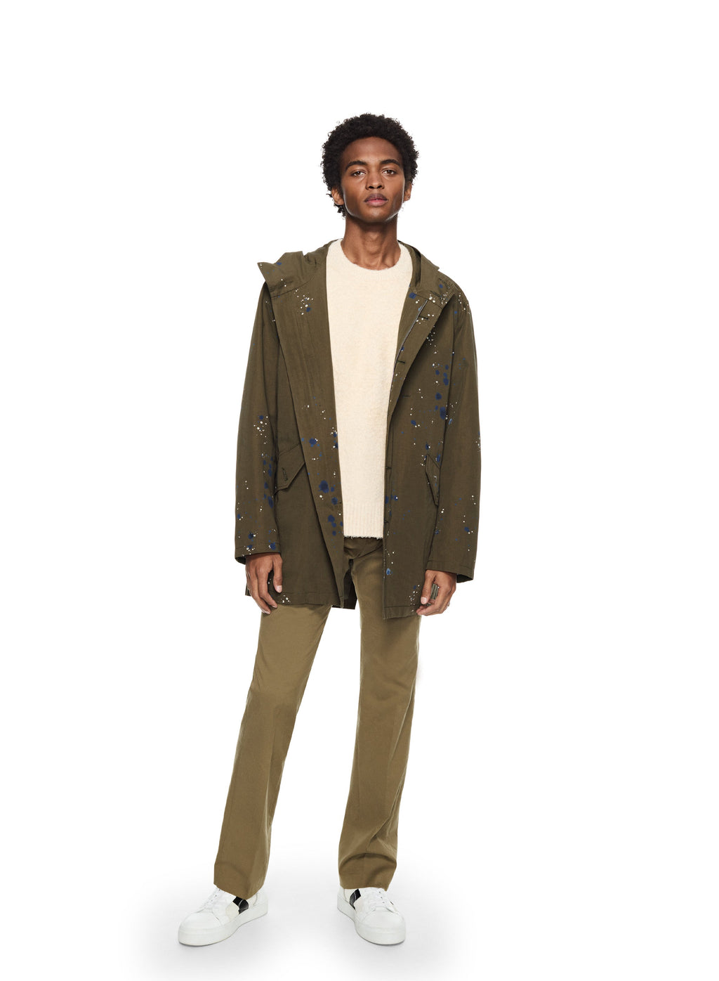 Paint-Splattered Linen-Blend Parka
