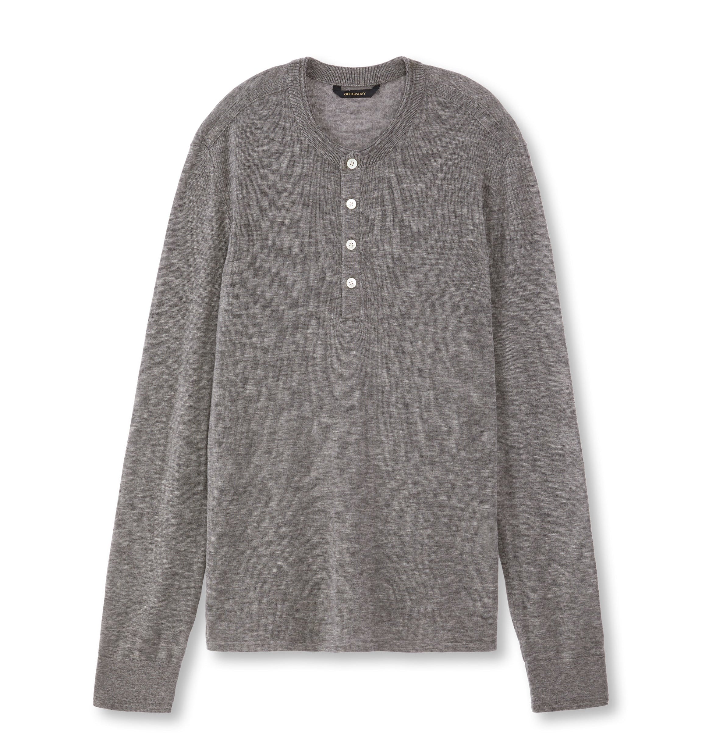 Superfine Wool Henley Sweater (Grey Heather)-0