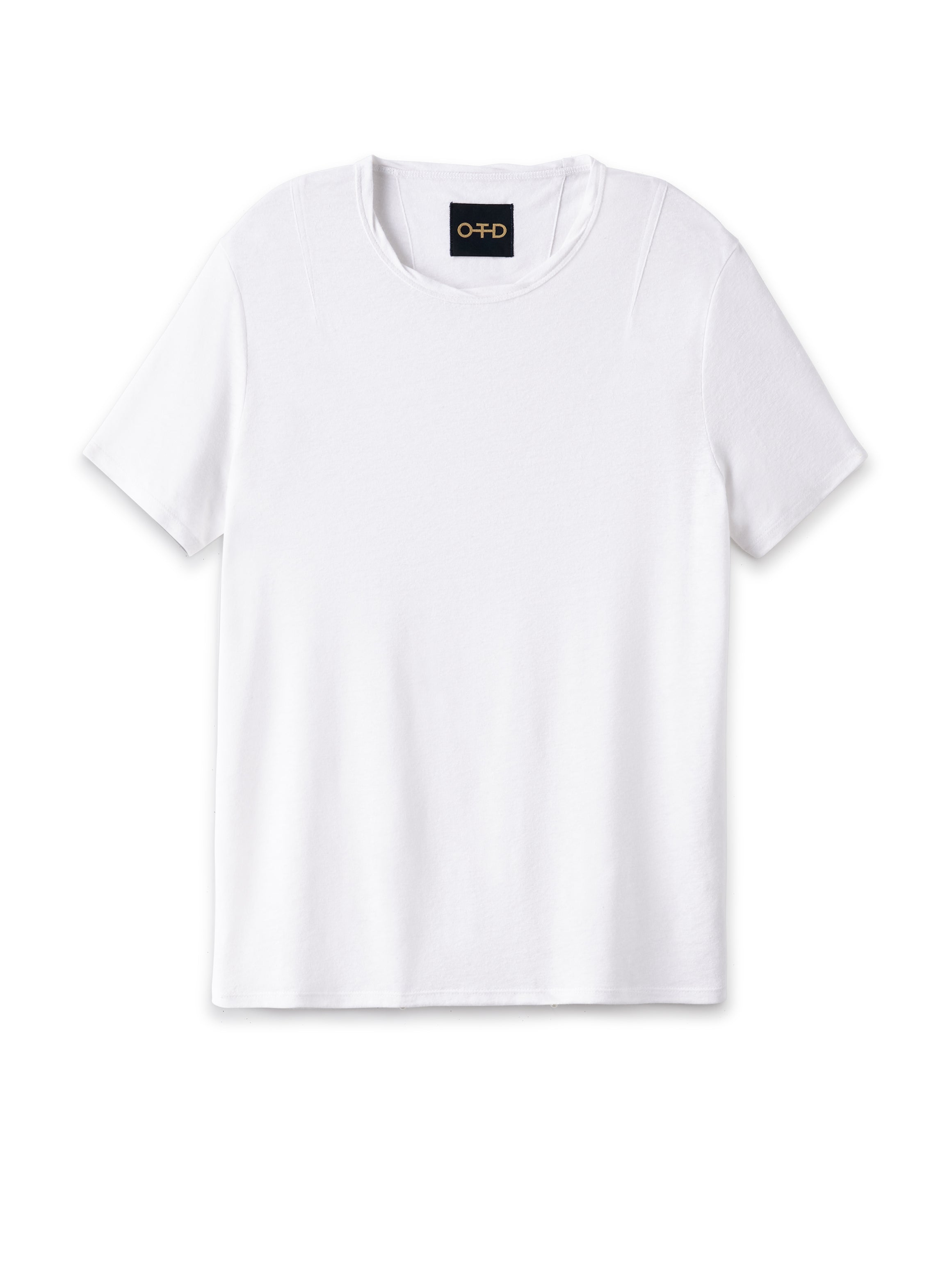 Linen-Blend Tee — Ivory