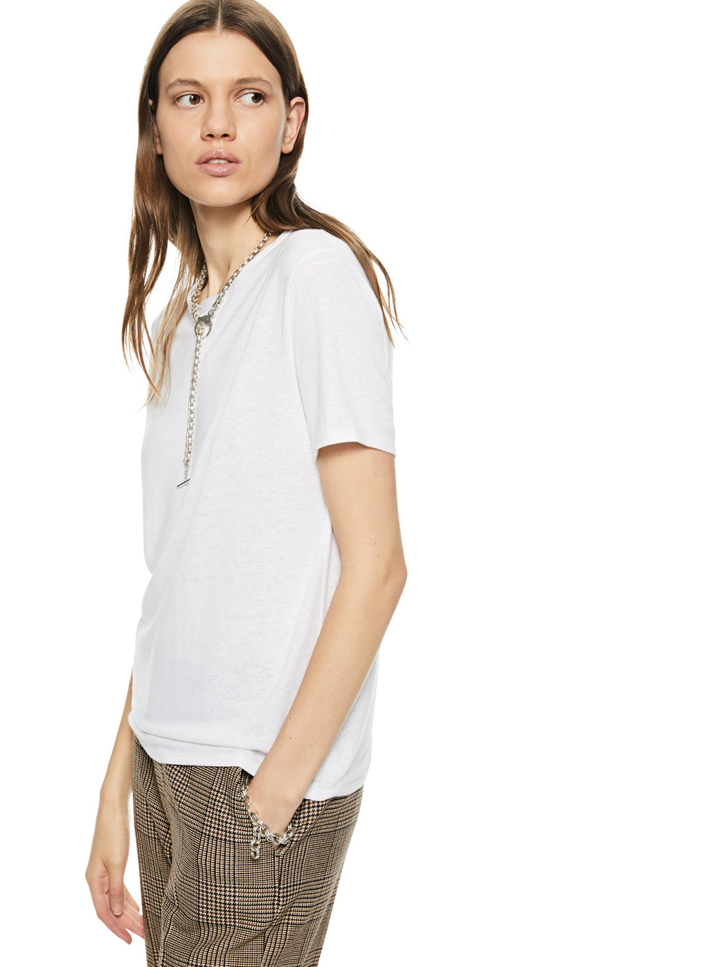 Linen-Blend Tee — Ivory