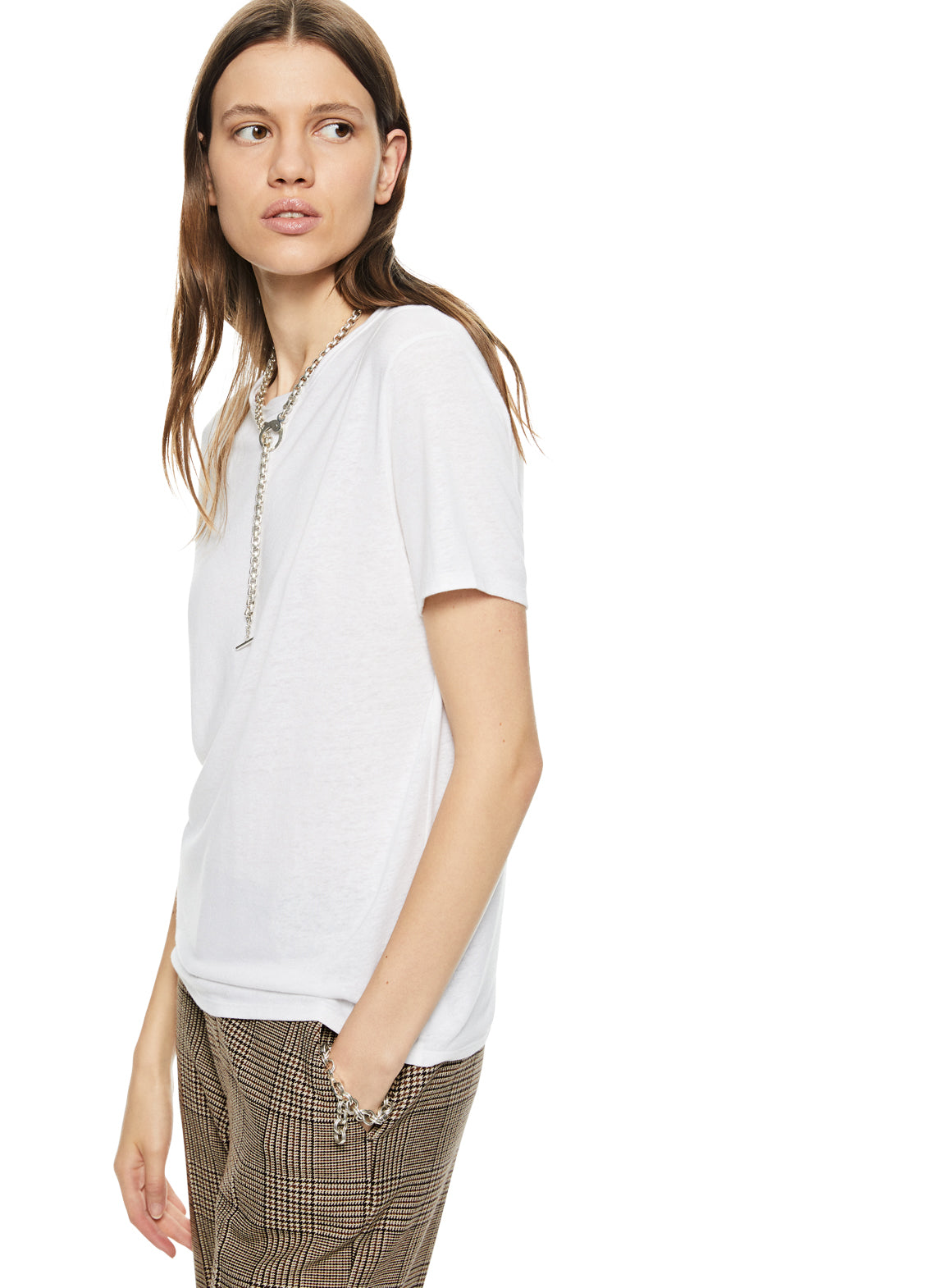 Linen-Blend Tee — Ivory