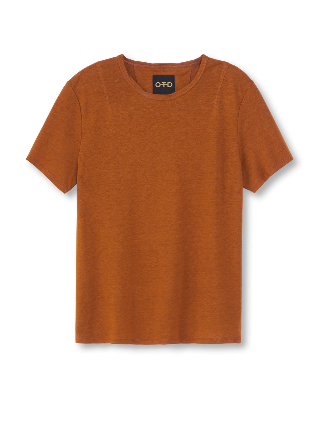 Linen-Blend Tee — Copper