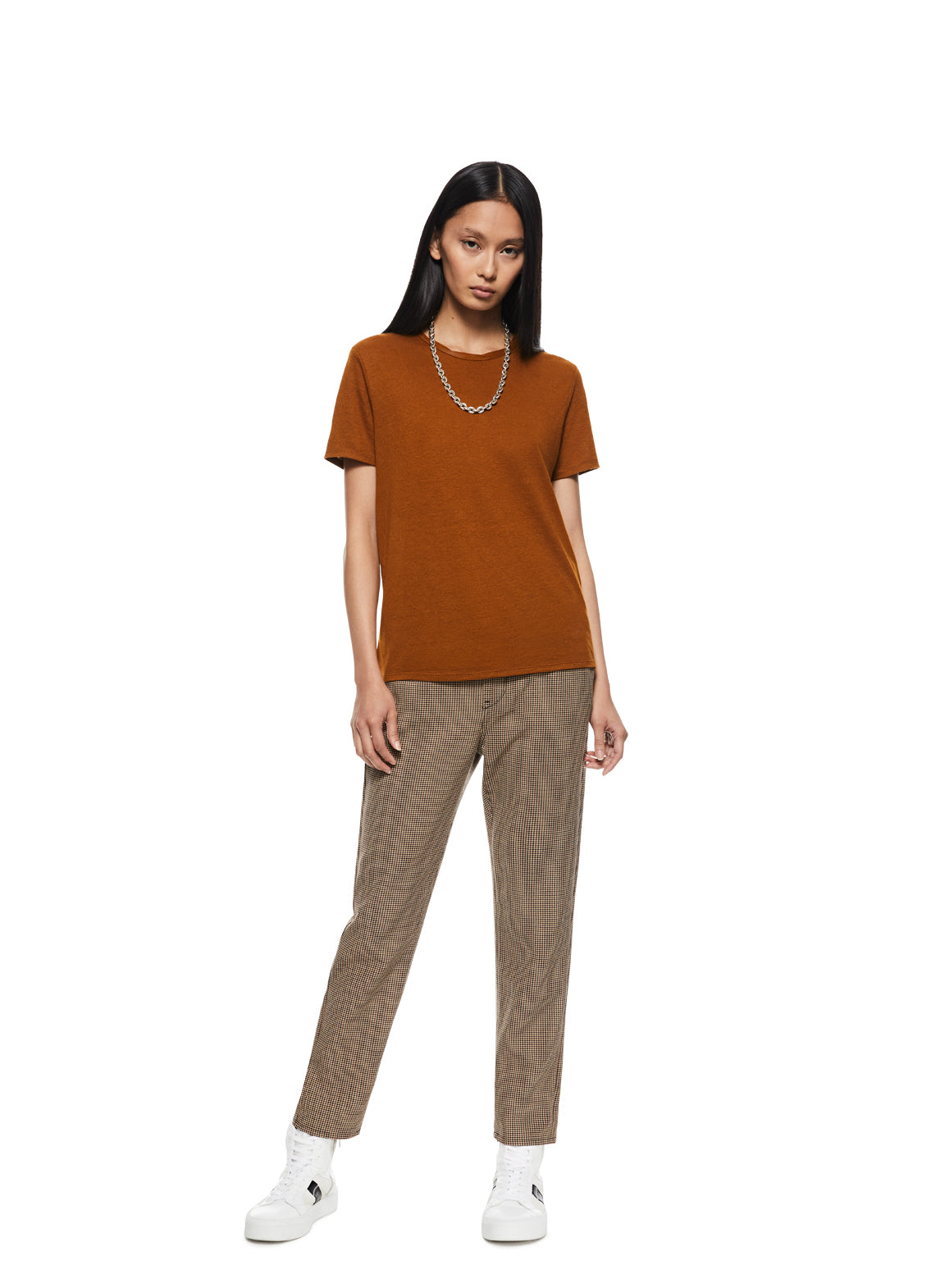 Linen-Blend Tee — Copper