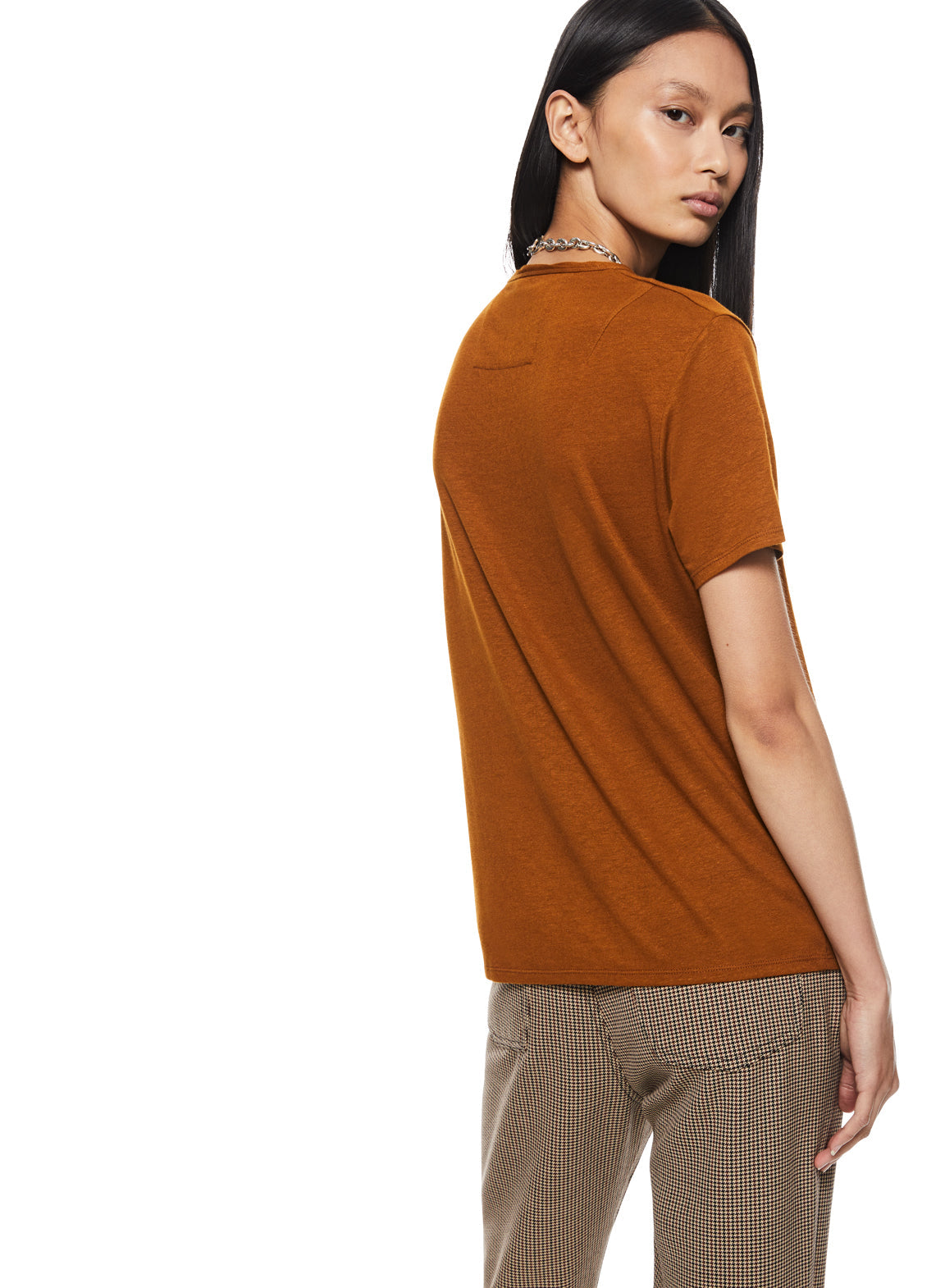 Linen-Blend Tee — Copper