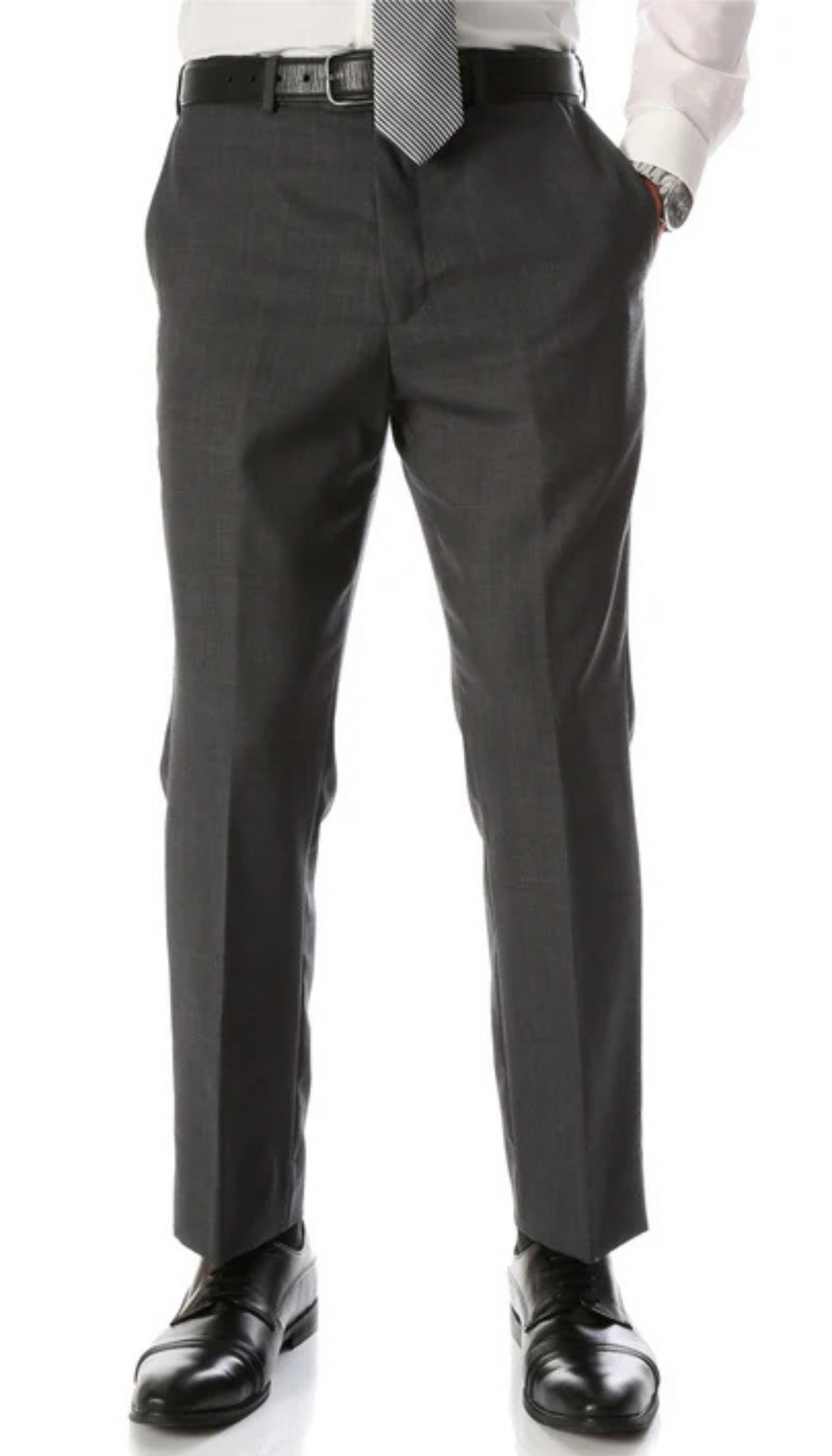 Ben Medium Grey Wool Blend Modern Fit Traveler Pants | Grey Wool Pants