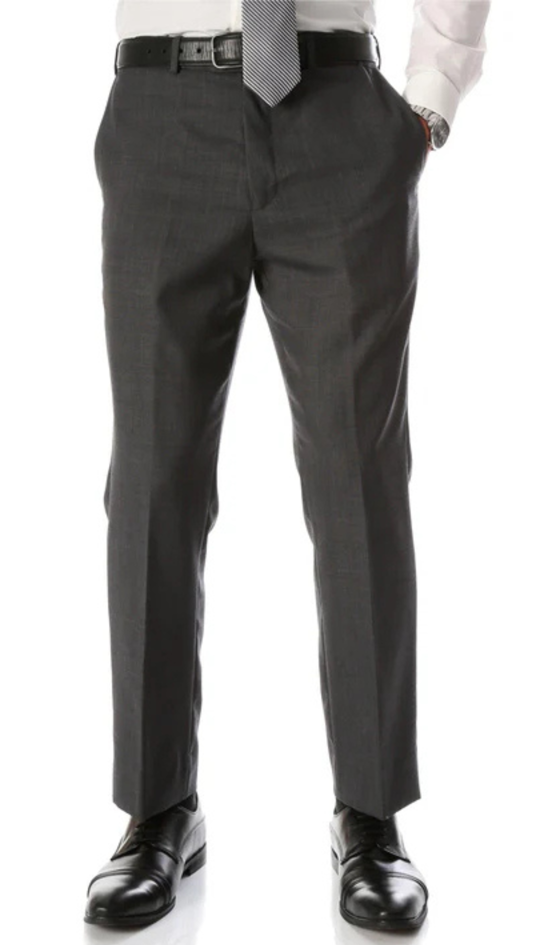 Ben Medium Grey Wool Blend Modern Fit Traveler Pants | Grey Wool Pants