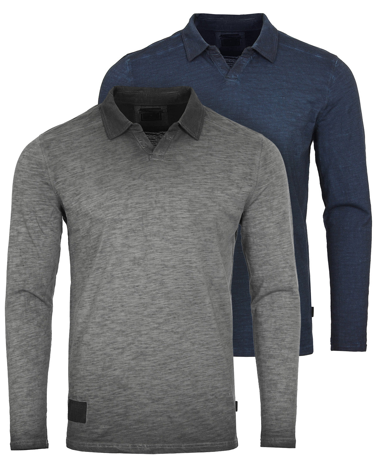 Mens Long Sleeve Vintage V-Neck Henley Polo T-Shirt