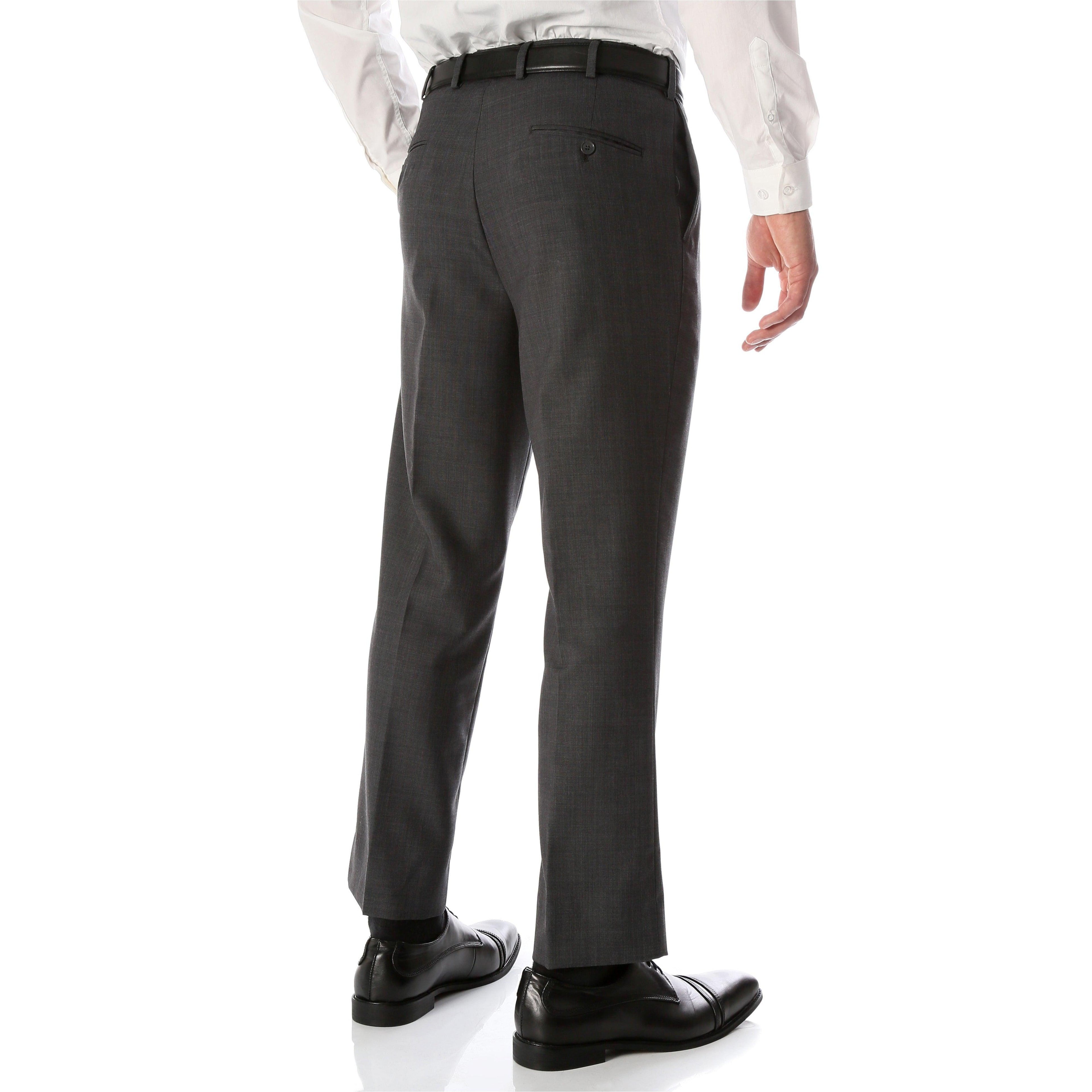 Ben Medium Grey Wool Blend Modern Fit Traveler Pants | Grey Wool Pants