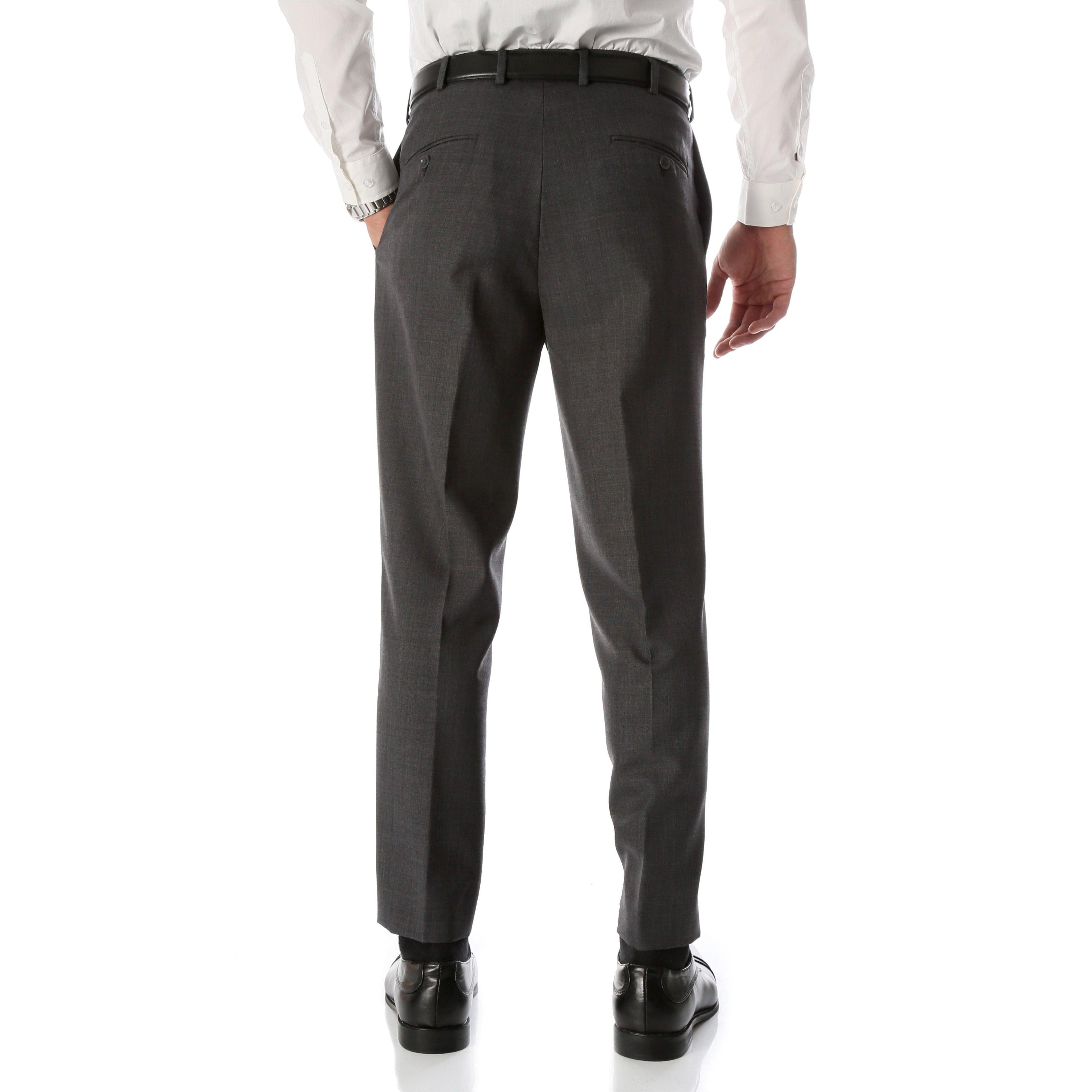 Ben Medium Grey Wool Blend Modern Fit Traveler Pants | Grey Wool Pants