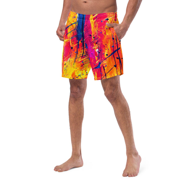 Color-Block Men's Swim Trunks — Print III