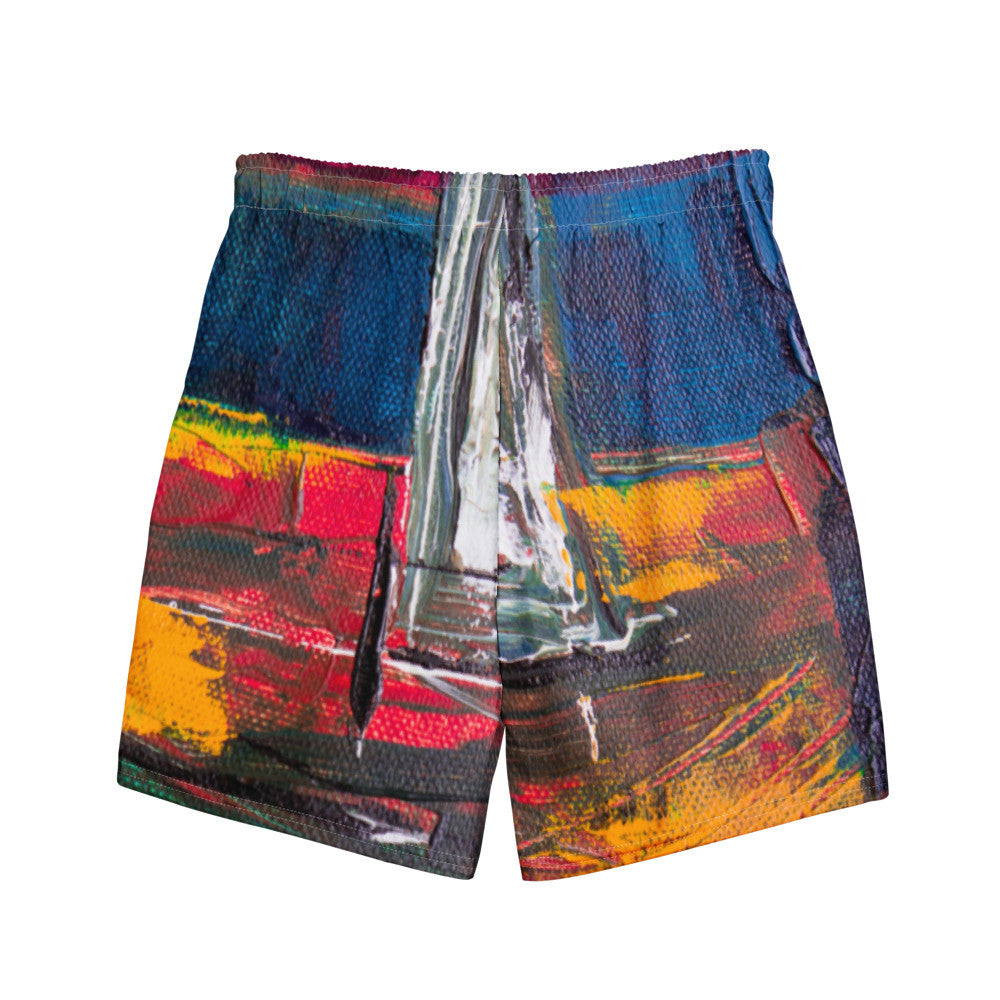Color-Block Men's Swim Trunks — Print IV