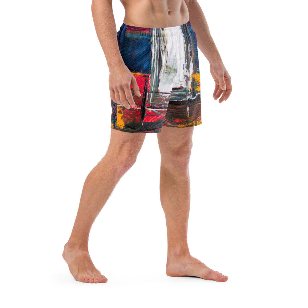 Color-Block Men's Swim Trunks — Print IV