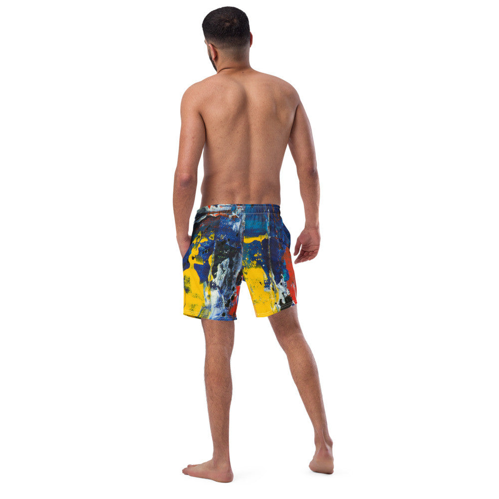 Color-Block Men's Swim Trunks — Print II