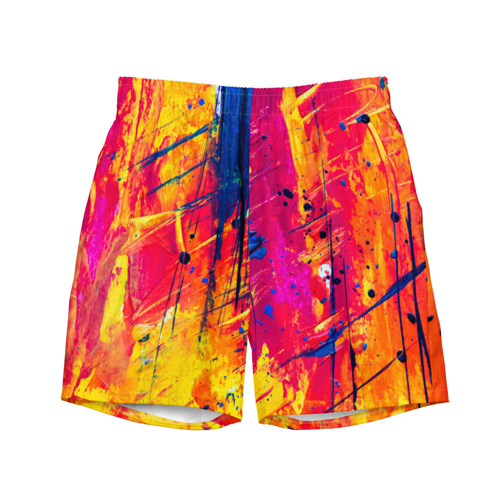 Color-Block Men's Swim Trunks — Print III