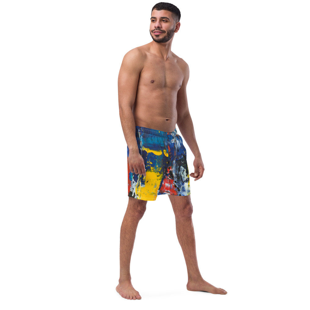 Color-Block Men's Swim Trunks — Print II