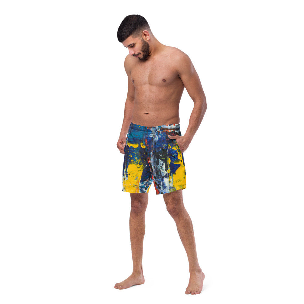 Color-Block Men's Swim Trunks — Print II
