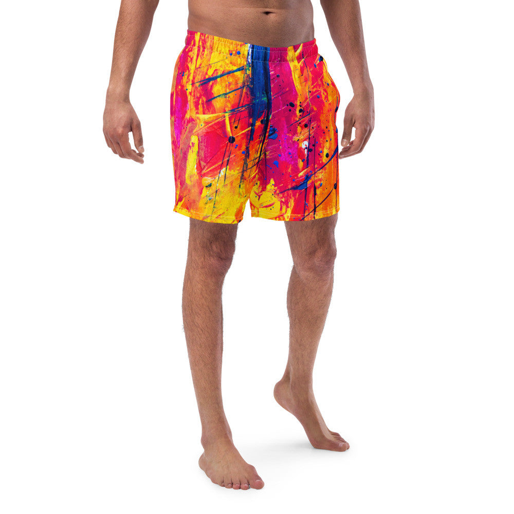 Color-Block Men's Swim Trunks — Print III