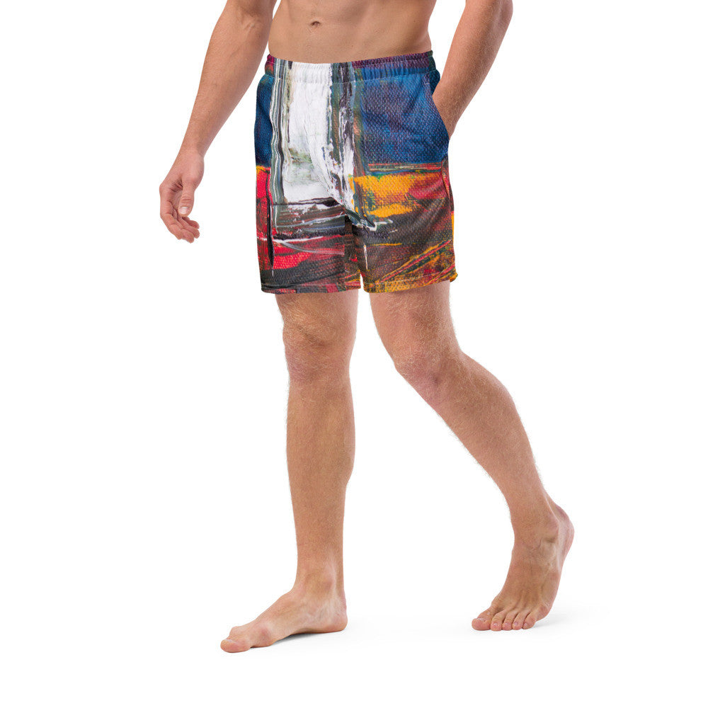 Color-Block Men's Swim Trunks — Print IV