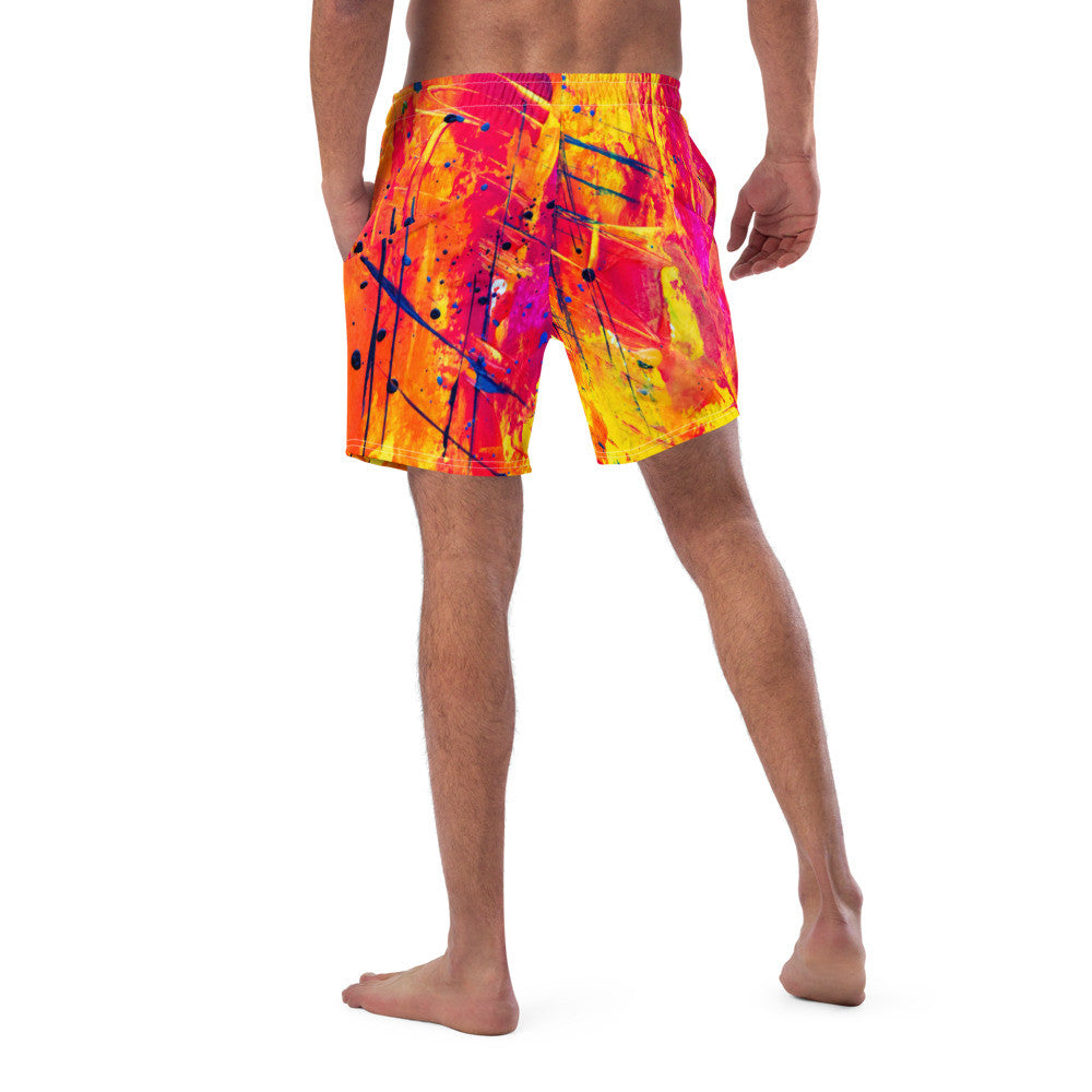 Color-Block Men's Swim Trunks — Print III
