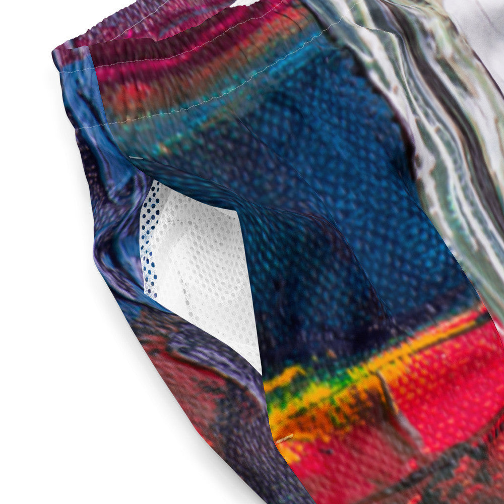 Color-Block Men's Swim Trunks — Print IV