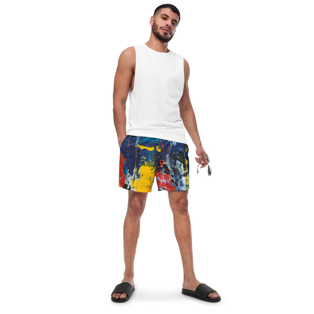 Color-Block Men's Swim Trunks — Print II